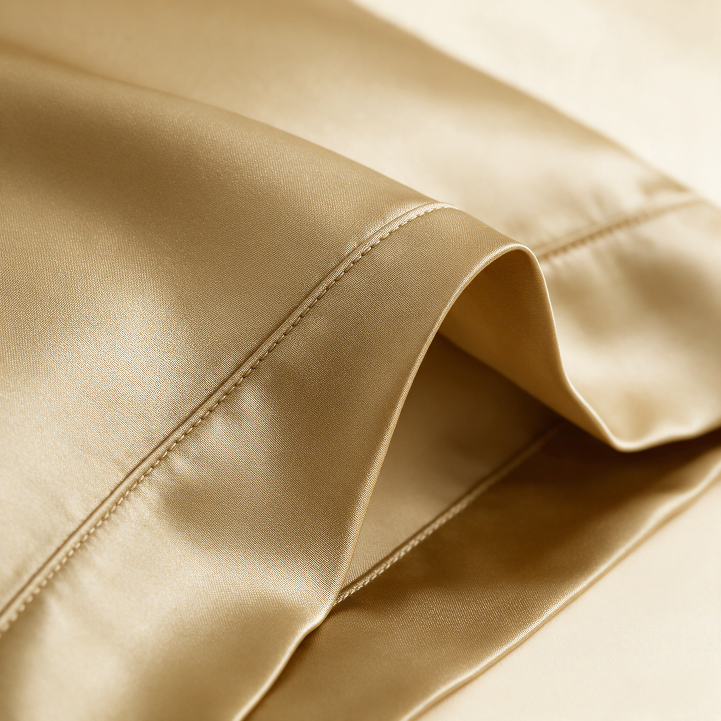 Close-up of the stitched edge and envelope closure of the Cuprae pillowcase